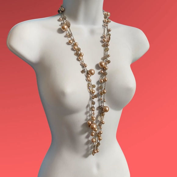 TALBOTS Double Strand Glass Beads Faux Pearls Necklace - Picture 1 of 8